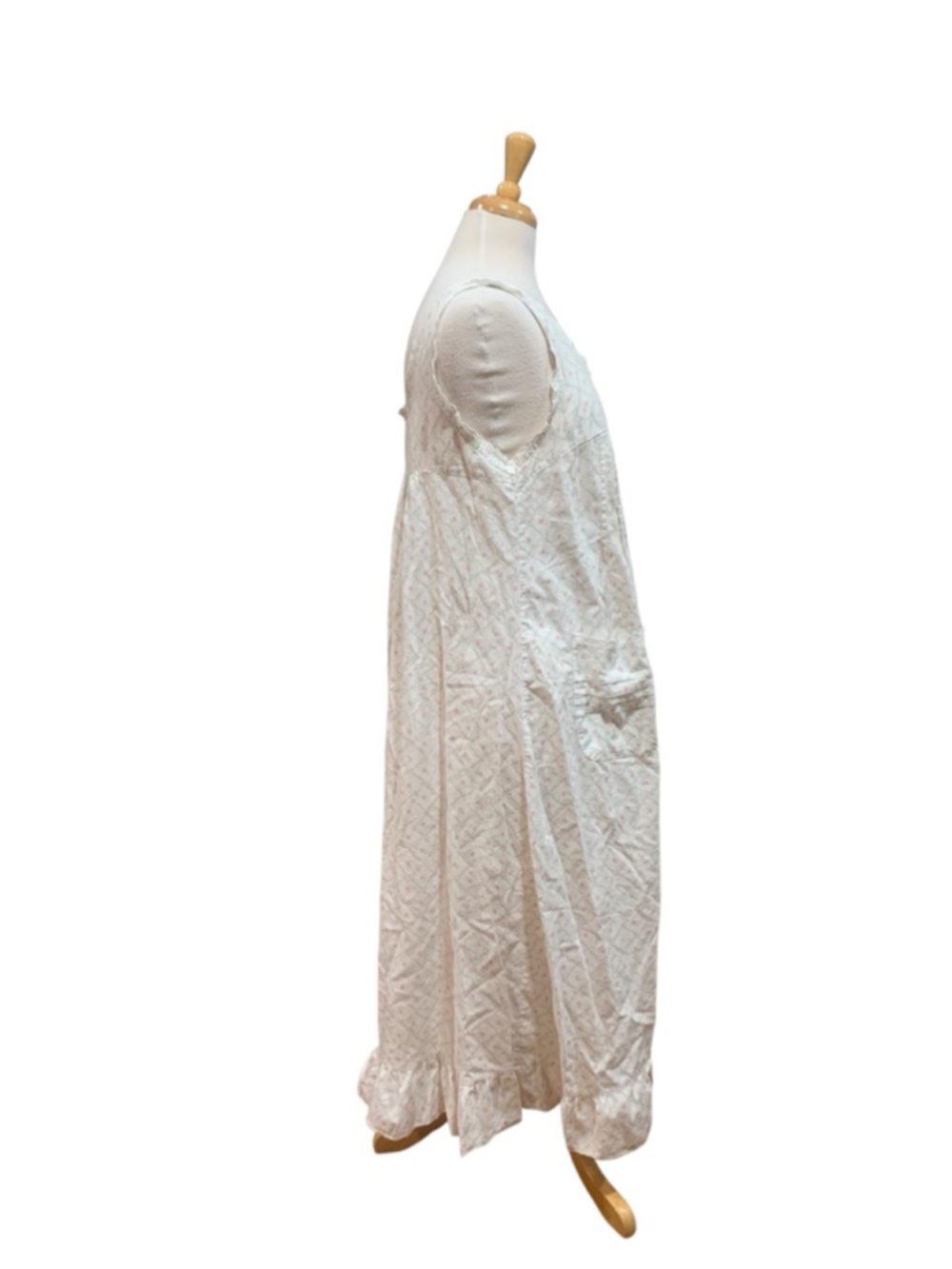 Vntg 90’s Women's LINDSEY BLAKE White Pink Floral Cotton Pajama Nightgown L - Picture 4 of 10
